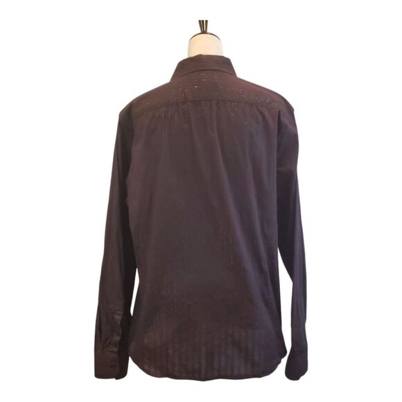 GUESS SZ XL Men's Black Metallic & Satin Western Button-down Long-sleeve Shirt - Picture 4 of 8